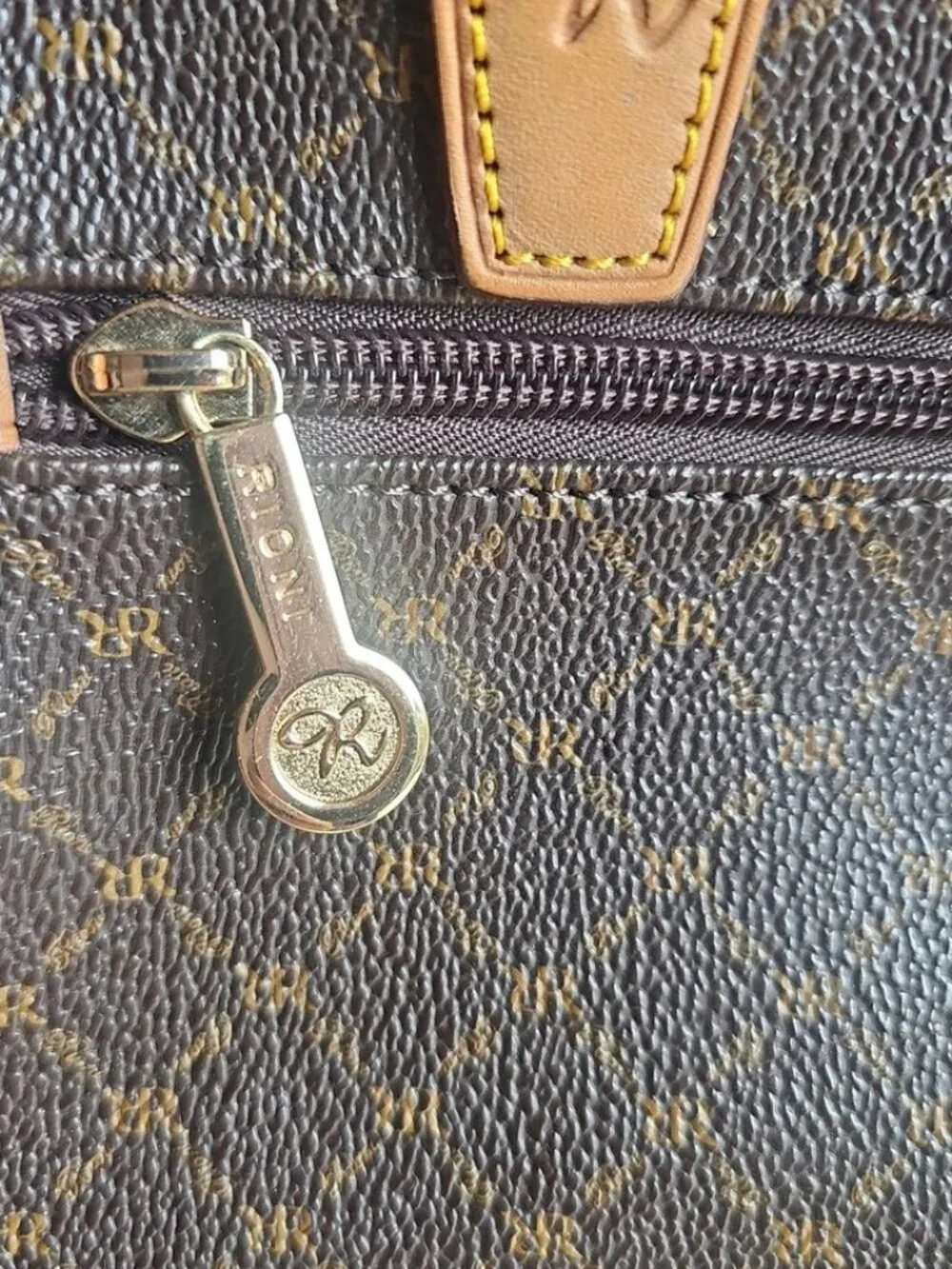 Rioni Signature Brown Top Handle Satchel Bag